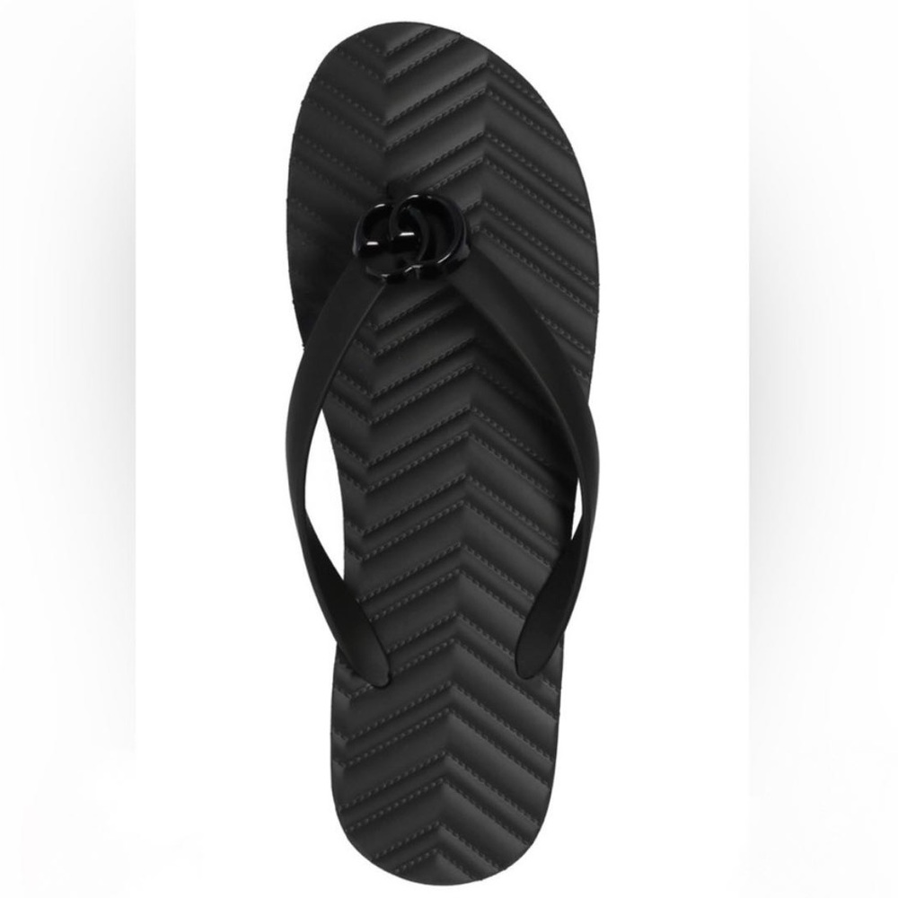 New Gucci GG marmont double G black flip-flops thong sandals mens 9/ womens 11